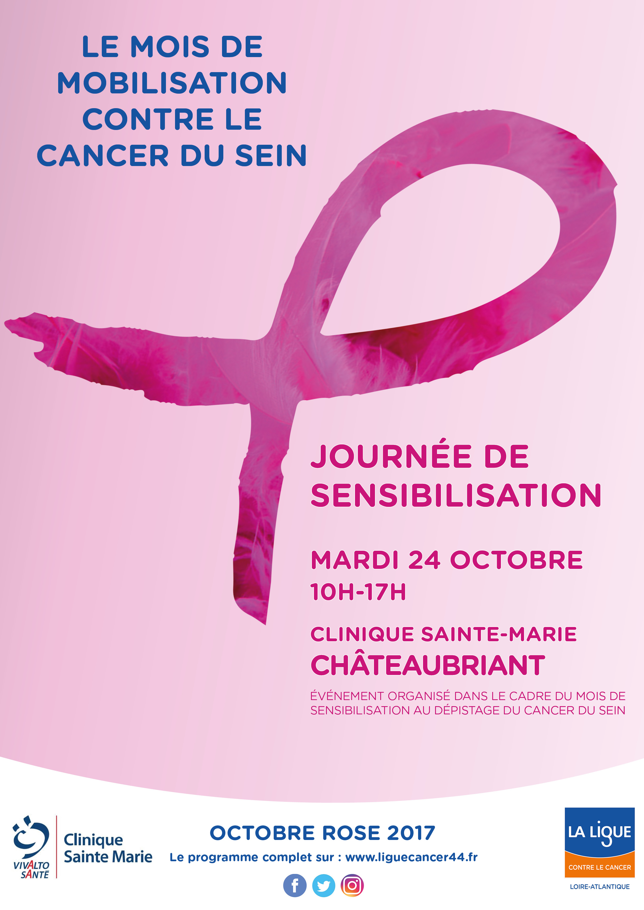 Octobre rose mardi 24 octobre – soutenons la lutte contre le cancer du sein